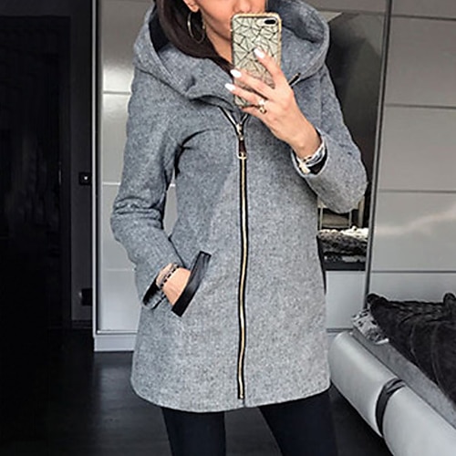 

Women's Casual Jacket Hoodie Jacket Warm Breathable Outdoor Daily Wear Vacation Going out Zipper Pocket Zipper Hoodie Ordinary Comfortable Solid Color Regular Fit Outerwear Long Sleeve Winter Fall