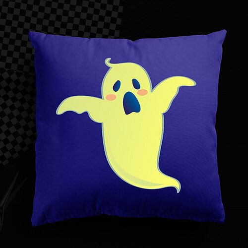 

Capa de almofada de impressão reativa uv do dia das bruxas 1 peça almofada decorativa macia fantasma capa de almofada fronha para quarto sala de estar almofada interna lavável à máquina de qualidade