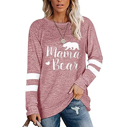 

Women's Round Neck Printing Stitching Long-Sleeved T-Shirt Loose Casual Top