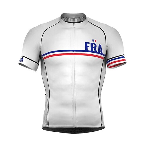 

21Grams Men's Cycling Jersey Short Sleeve Bike Top with 3 Rear Pockets Mountain Bike MTB Road Bike Cycling Breathable Quick Dry Moisture Wicking Reflective Strips White Black Grey Stripes Polyester