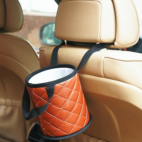 

1pcs Car Backseat Trash Can Keep Car Clean Easy to Install Durable Leather For SUV Truck Van