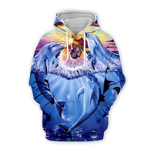 

Men's Unisex Pullover Hoodie Sweatshirt Graphic Prints Underwater World Print Daily Sports 3D Print Designer Casual Hoodies Sweatshirts Blue