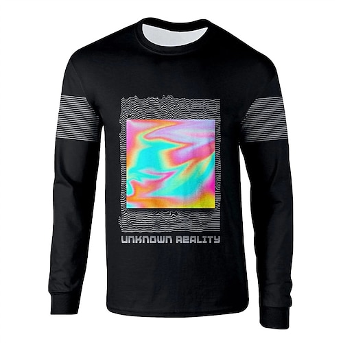 

Men's Unisex T shirt Tee 3D Print Abstract Graphic Prints Crew Neck Street Daily Print Long Sleeve Tops Basic Casual Big and Tall Sports Black