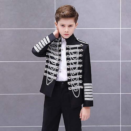 

Kids Boys Coat Outerwear Plain Long Sleeve Coat Cotton Cool Silver Gold Red Fall Spring 3-12 Years