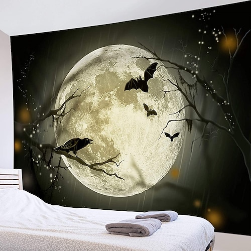 

Dark and Gloomy Wall Tapestry Art Decor Blanket Curtain Picnic Tablecloth Hanging Home Bedroom Living Room Dorm Decoration Psychedelic Haunted Scary