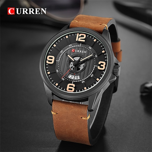 

CURREN Top Brand Quartz Watch Mens Watches Leather Wrist Watch Analog Military Army Quartz Time Man Waterproof Clock Fashion
