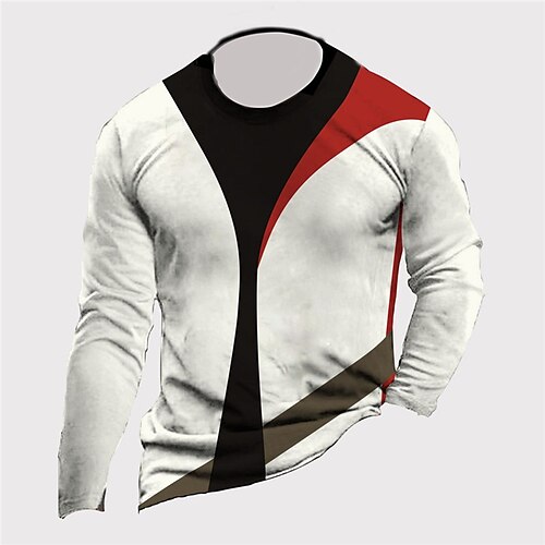 

Men's Unisex T shirt Tee Color Block Graphic Prints Crew Neck White Long Sleeve 3D Print Outdoor Street Print Tops Basic Sports Designer Casual