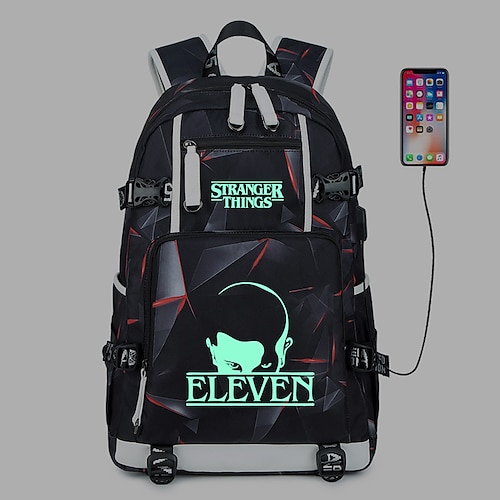 

Stranger Things Backpack for Back to School American Drama Stranger Things Stranger Things Peripheral Backpack Usb Charging Computer Bag Campus School Bag Tide