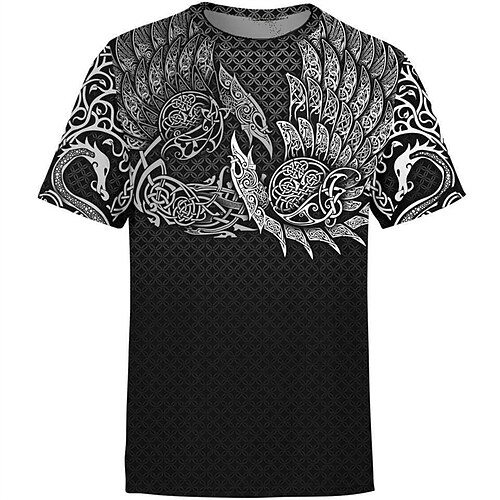 

Men's Unisex T shirt Tee 3D Print Tribal Graphic Prints Crew Neck Street Daily Print Short Sleeve Tops Casual Comfortable Big and Tall Sports Gray / Summer