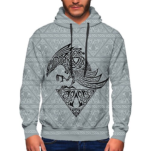 

Men's Unisex Hoodie Pullover Hoodie Sweatshirt Graphic Prints Pocket Print Hooded Sports Outdoor Daily Sports 3D Print Basic Casual Hoodies Sweatshirts Long Sleeve Gray