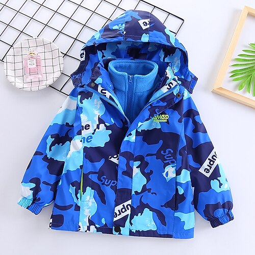 

Kids Boys Trench Coat Coat Long Sleeve Blue Yellow Red Cartoon Fall Winter Active Daily 2-12 Years