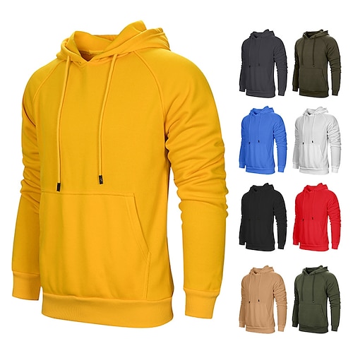 

Men's Hoodie Pullover Full Zip Hoodie Green Blue Yellow Army Green Khaki Hooded Solid Color Pocket Sports & Outdoor Streetwear Cool Casual Big and Tall Winter Fall Clothing Apparel Hoodies / Spring