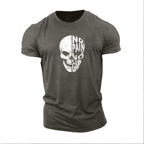 

Herre T-shirt Cool skjorte Dødningehoveder Rund hals Trykt mønster udendørs Gade Kortærmet Trykt mønster Tøj Sport Designer Afslappet Stor og høj