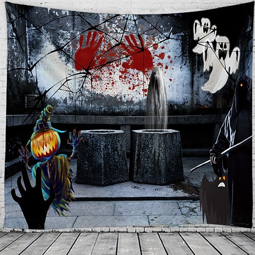 

Halloween Party Wall Tapestry Art Decor Blanket Curtain Hanging Home Bedroom Living Room Decoration Polyester Ghost Blood Bat