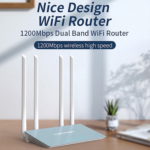 

Comfast WiFi Router Dual Band 2.4G & 5G1800Mbps Gigabit Router with 4 High Gain Antenna High-Speed Router for Streaming Long Range Coverage