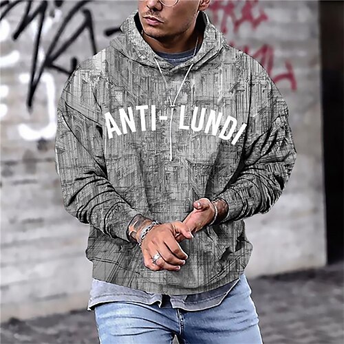 

Men's Unisex Pullover Hoodie Sweatshirt Hooded Letter Graphic Prints Print Daily Sports 3D Print Streetwear Designer Hoodies Sweatshirts Long Sleeve Gray