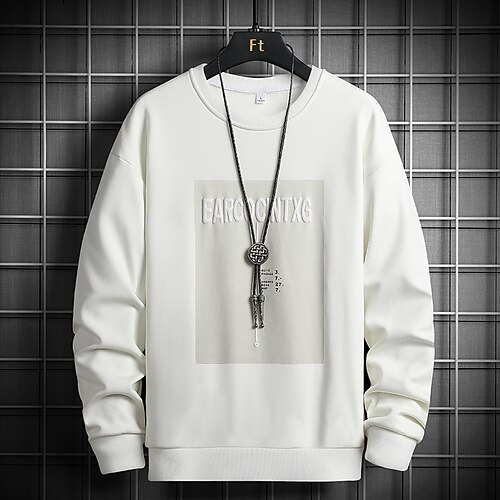 

Men's Pullover Blue Dark Gray Gray White Black Crew Neck Graphic Letter Print Sports & Outdoor Streetwear Casual Big and Tall Essential Winter Fall Clothing Apparel Hoodies Sweatshirts Long Sleeve