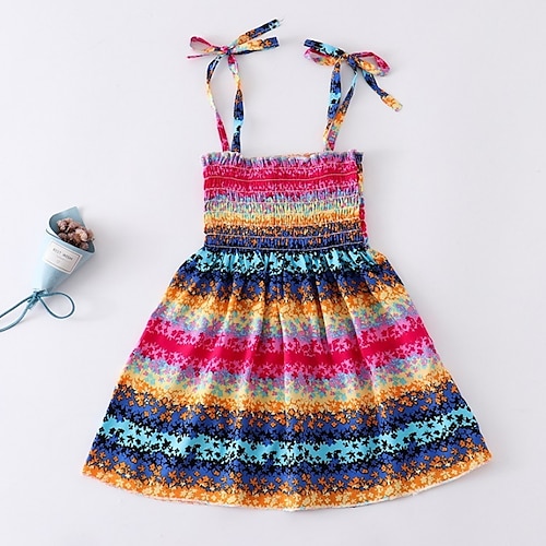 

kinderkleidung Mädchen Kleid Blumen A Linie Kleid Knielang Kleid Täglich Bedruckt Baumwolle Ärmellos Prinzessin Kleid 2-6 Jahre Sommer Rosa Rote Weiß