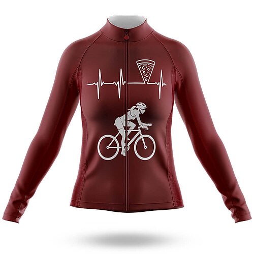 

21Grams Women's Cycling Jersey Long Sleeve Bike Top with 3 Rear Pockets Mountain Bike MTB Road Bike Cycling Breathable Quick Dry Moisture Wicking Reflective Strips Burgundy Graphic Polyester Spandex