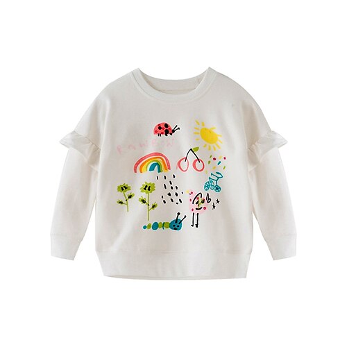 

Kids Girls' Sweatshirt Graphic School Long Sleeve Ruffle Fashion Cotton 3-8 Years Winter White