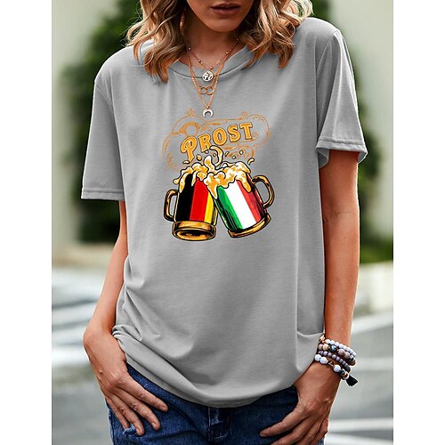 

Women's T shirt Tee Graphic Casual Weekend Painting T shirt Tee Short Sleeve Print Round Neck Basic Green White Black S