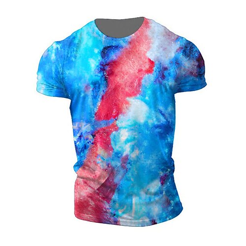 

Men's Unisex T shirt Tee 3D Print Color Block Graphic Prints Crew Neck Street Daily Print Short Sleeve Tops Casual Classic Big and Tall Sports Blue / Summer