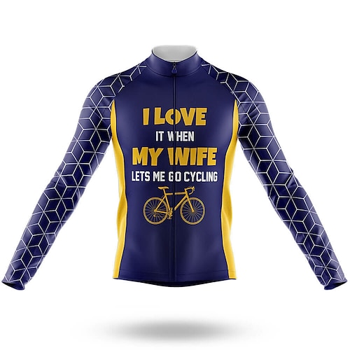 

21Grams Men's Cycling Jersey Long Sleeve Bike Top with 3 Rear Pockets Mountain Bike MTB Road Bike Cycling Breathable Quick Dry Moisture Wicking Reflective Strips Dark Navy Graphic Polyester Spandex