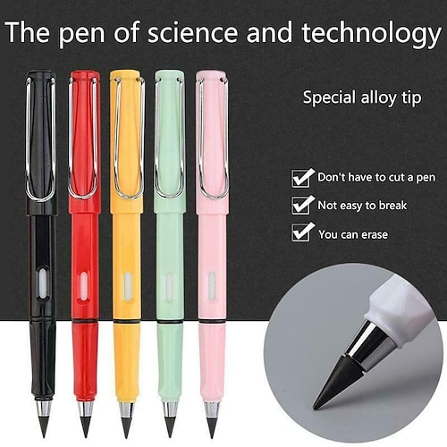 

Eternal Inkless Infinite Write Pencil Metal Inkless Pen Set Sustainable Tree-Friendly Reusable Erasable Pencil for Student Artist Writing Drawing Kids Gifts, Back to School Gift