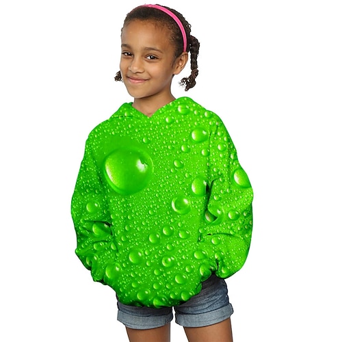 

Kids Girls' Hoodie Graphic Outdoor 3D Print Long Sleeve Pocket Fashion 3-13 Years Winter Green Dark Green