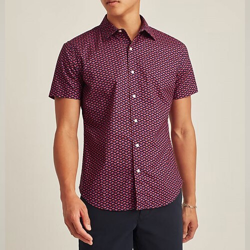 

Men's Shirt 3D Print Geometry Turndown Street Casual Button-Down Print Short Sleeve Tops Casual Fashion Breathable Fuchsia / Summer