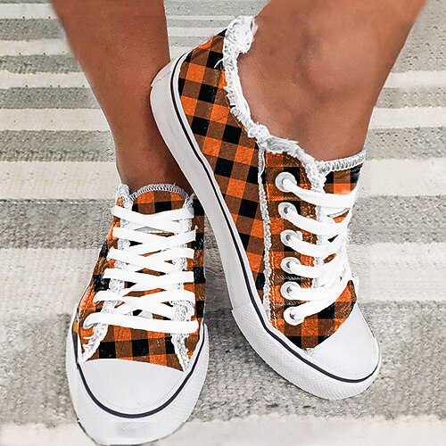 

Women's Unisex Sneakers Party Daily Canvas Shoes Round Toe Casual Canvas Lace-up Color Block Orange
