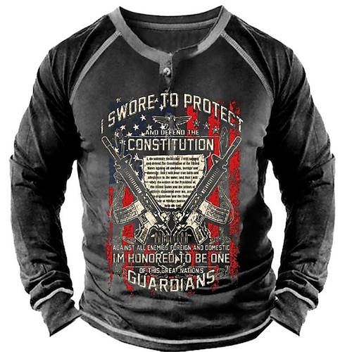 

Men's Sweatshirt Black Henley Graphic Color Block Weapon Patchwork Button-Down Print Outdoor Daily Sports 3D Print Plus Size Basic Designer Casual Spring & Fall Clothing Apparel Hoodies Sweatshirts