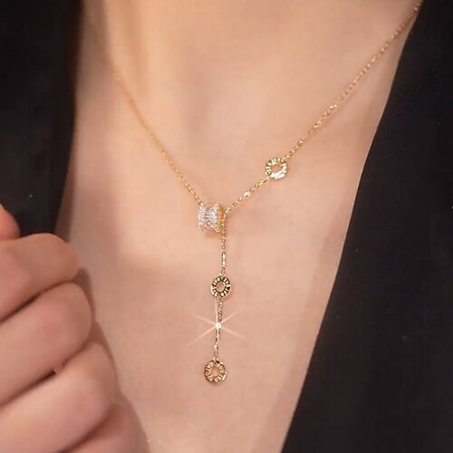 

Necklace Clear Copper Women's Fashion Korean Geometrical Precious Cute Luminous Round Necklace For Wedding Engagement