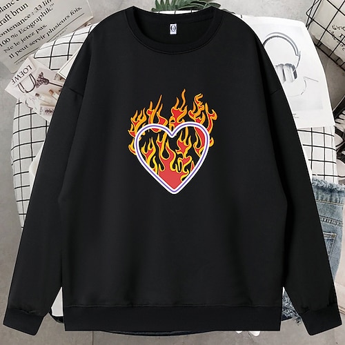 

Women's Pullover Crew Neck Graphic Prints Print Casual Daily Hot Stamping Cotton Casual Clothing Apparel Hoodies Sweatshirts Loose Fit Green White