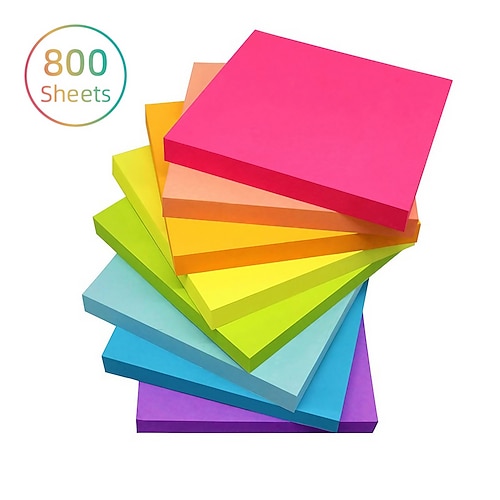 

(8 Pack) Sticky Notes 3x3 Inches Bright Colors Self-Stick Pads Easy to Post for Home Office Notebook