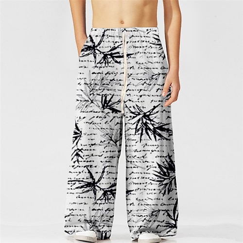 

Kids Boys Pants Gray Tree Drawstring Fall Winter 3D Print Street 3-10 Years