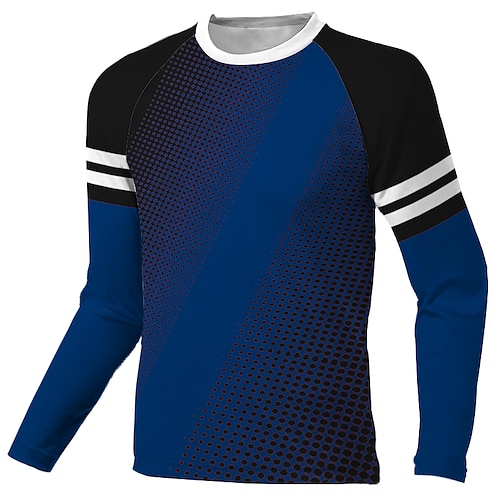 

Men's Downhill Jersey Long Sleeve Dark Blue Polka Dot Bike Breathable Quick Dry Polyester Spandex Sports Polka Dot Clothing Apparel / Stretchy