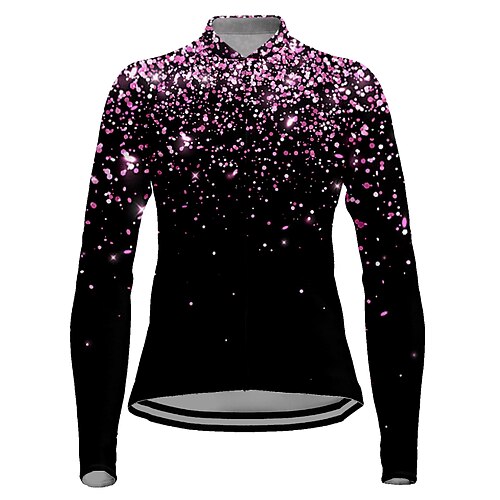 

21Grams Women's Cycling Jersey Long Sleeve Bike Top with 3 Rear Pockets Mountain Bike MTB Road Bike Cycling Breathable Quick Dry Moisture Wicking Reflective Strips White Rosy Pink Gold Graphic