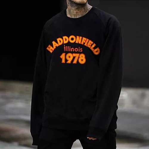

Men's Sweatshirt Pullover Graphic Letter Print Daily Holiday Going out Hot Stamping Streetwear Casual Hoodies Sweatshirts Long Sleeve Black