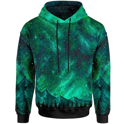 

Herren Unisex Hoodie Sweatshirt Kapuze Grün Mit Kapuze Galaxis Grafik-Drucke Bedruckt Sport Natur Täglich Sport 3D-Druck Basic Strassenmode Casual Frühling Herbst Bekleidung Kapuzenpullover