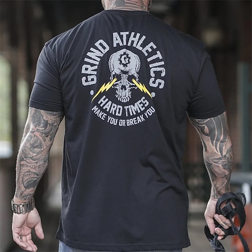 

Men's Unisex T shirt Tee Letter Graphic Prints Crew Neck Black / Gray Short Sleeve Hot Stamping Outdoor Street Print Tops Sports Designer Casual Big and Tall / Summer / Summer
