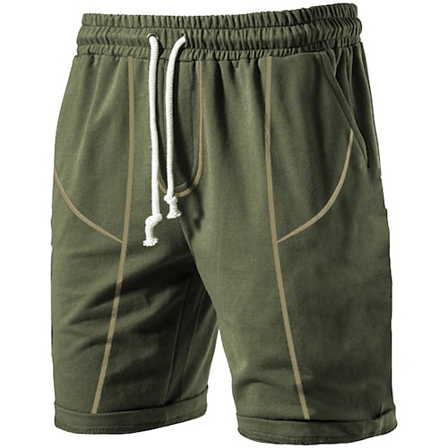 

Men's Shorts Sweat Shorts Drawstring Elastic Waist Solid Color Breathable Soft Short Pants Casual Daily Cotton Blend Sports Designer Dark Green Micro-elastic / Summer