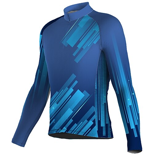 

21Grams Men's Cycling Jersey Long Sleeve Bike Top with 3 Rear Pockets Mountain Bike MTB Road Bike Cycling Breathable Quick Dry Moisture Wicking Reflective Strips Blue Polyester Spandex Sports