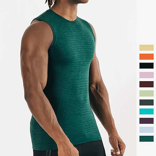 

Men's Gym Tank Top Singlet Sleeveless Base Layer Athletic Spandex Breathable Quick Dry Moisture Wicking Gym Workout Running Active Training Sportswear Activewear Solid Colored Dark Grey Green Black