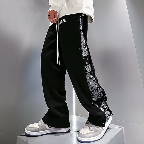 

Per uomo Pantaloni della tuta Pantaloni A cordoncino Vita elastica Gamba dritta Stampa Comfort Traspirante Informale Giornaliero Abbigliamento di strada Sportivo Di tendenza Nero Grigio Media