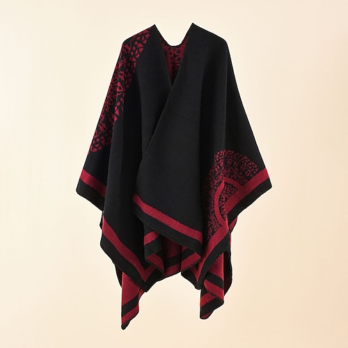 

Women's Shawl Wrap Poncho Ruana Cape Daily Holiday Tie Dye Cotton Polyester Casual Bohemia Warm 1 PC