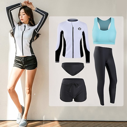 

Women's Rash Guard Rash guard Swimsuit UPF50 Breathable Quick Dry Long Sleeve Swimwear Bathing Suit 5-Piece Swimming Surfing Beach Water Sports Patchwork Spring Summer Autumn / Lightweight
