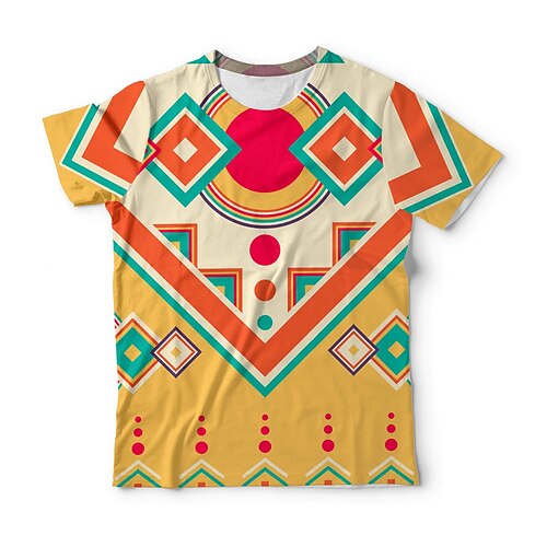 

Men's Unisex T shirt Tee Graphic Prints Crew Neck Yellow Short Sleeve 3D Print Outdoor Street Print Tops Vintage Sports Casual Big and Tall / Summer / Summer