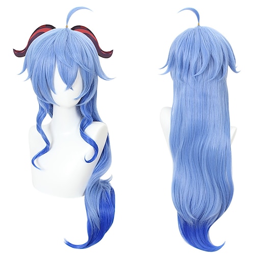 

Genshin Impact Cosplay Cosplay Wigs Women's Layered Haircut 29.5 inch Heat Resistant Fiber Body Wave Blue Teen Adults' Anime Wig