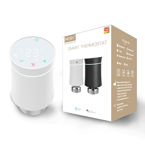 

Moes ZigBee TRV Thermostat Tuya Radiator Actuator Valve Smart Programmable Temperature Controller Alexa Google Voice Control